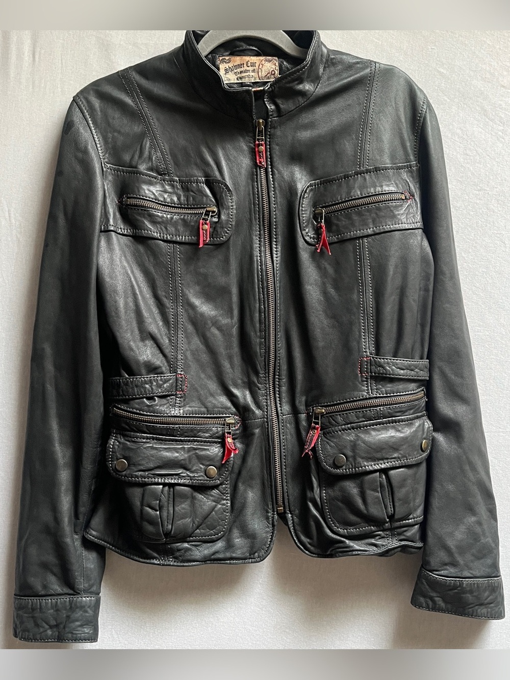 Vintage Shawnee Genuine Leather Zip Front Jacket Size 10